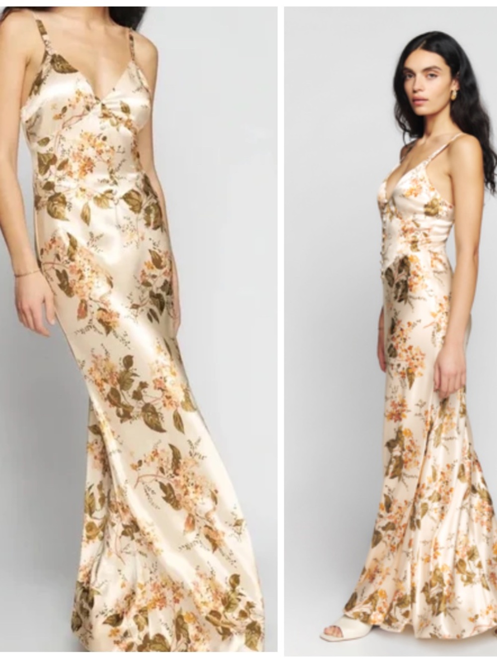 Reformation Esa Silk Maxi Dress - Bella Floral - Button Front - Size 8 with tags